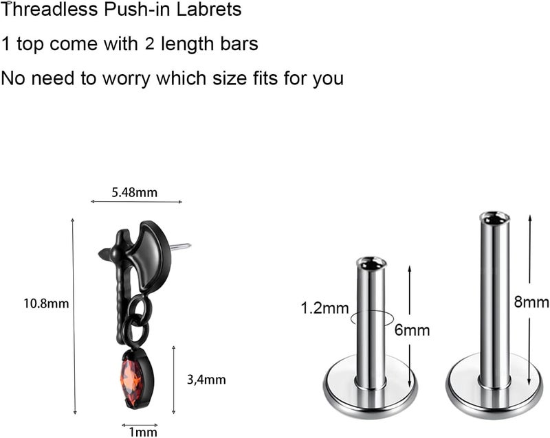TOMIDES 1Pcs G23 Titanium Flat Back Earrings Studs 16g F136 Implant Grade Titanium Labrets Press Fit Threadless Push In Dainty Cartilage Helix Conch Lobe Lip Tragus Piercing Jewelry - Image 2